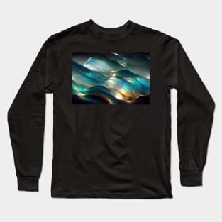 Iridescent Holograms Painted Glass Waves Long Sleeve T-Shirt